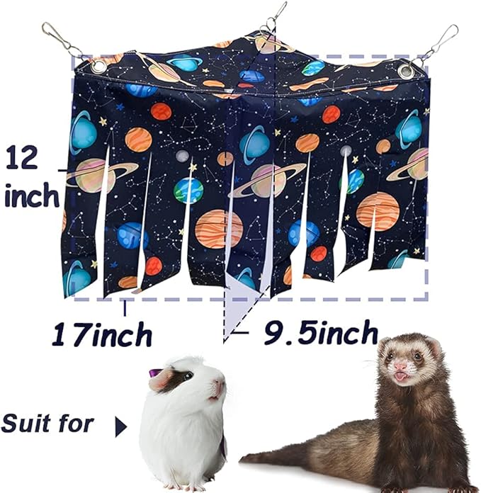 Guinea Pig Hideout, Corner Fleece Forest Hideaway for Guinea Pigs, Ferrets, Chinchillas, Rats, Bunny & Other Small Animals Without Metal Fences(Black)