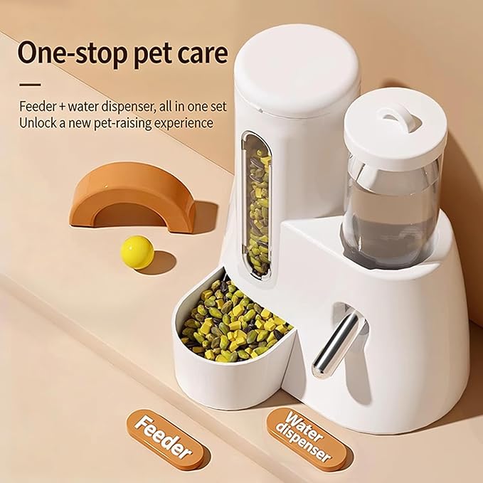 Small Animal Food and Water Dispenser, 2 in 1 Hamster Automatic-Gravity Food Water Dispenser, No Drip Pet Feeder and Waterer, for Small Animal Hedgehog Hamster Cats Rabbits