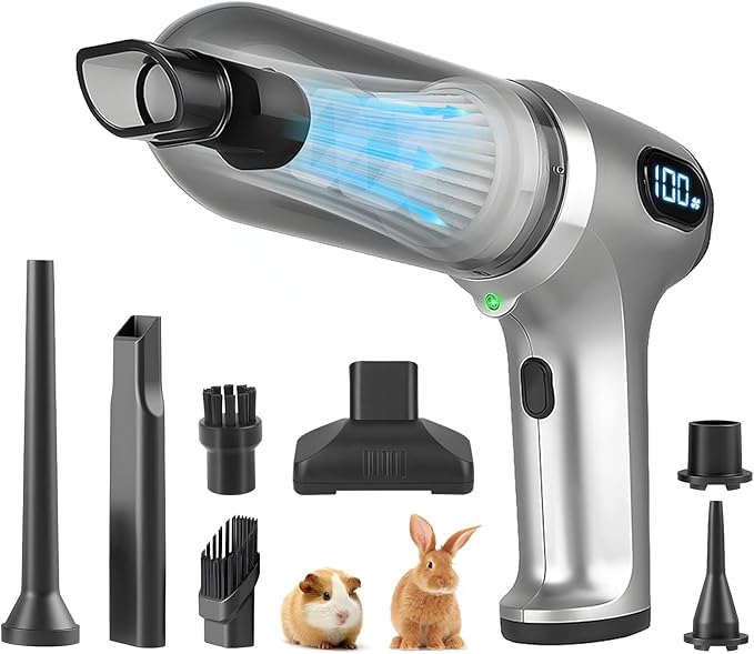 Guinea Pig Poop Spot Vacuum – Mini Cordless Assistant with LED Display, 2 Modes (4500/7500Pa), for Daily Cage Cleanup of Guinea Pig, Rabbit, Small Pets