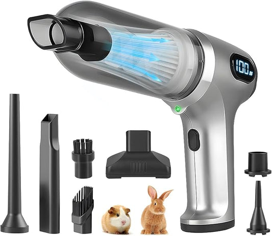 Guinea Pig Poop Spot Vacuum – Mini Cordless Assistant with LED Display, 2 Modes (4500/7500Pa), for Daily Cage Cleanup of Guinea Pig, Rabbit, Small Pets