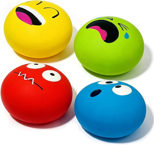 Latex Squeaky Dog Toys for Small Dogs & Mini Breeds - 4PCS Set Squeaky Dog Balls | Soft, Safe & Fun Chew Toys | Indoor & Outdoor Play