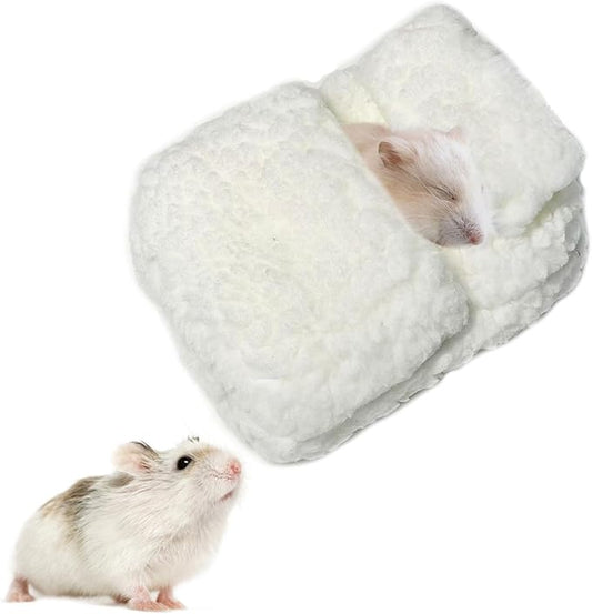 Hamster Mini Cotton Sofa Chair, Small Animal Blue Red Bed Cozy with Pillow, Cage Decor Photo Toys, Relax Habitat House Accessories, Sleep Pad Rest Nest for Hamster, Mice (White)