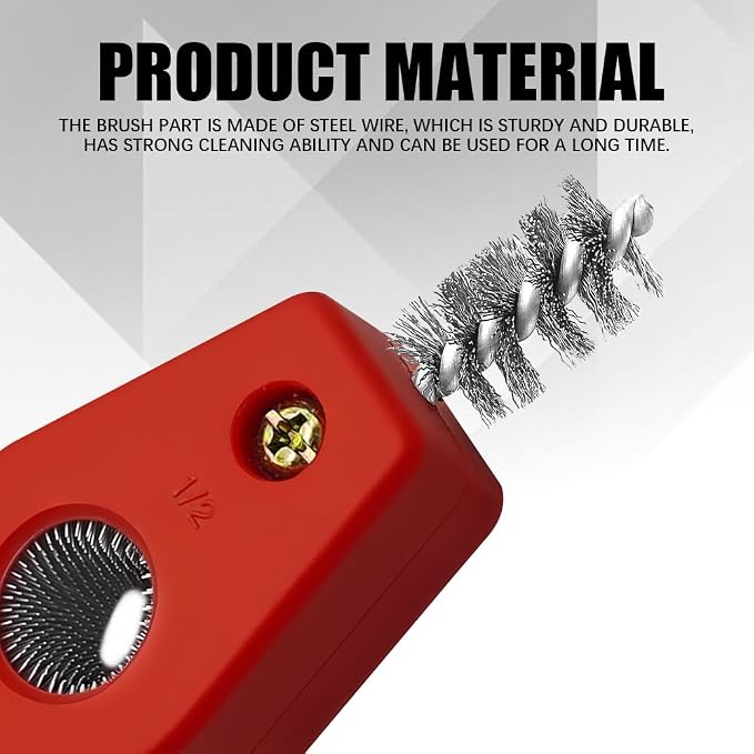 4 in 1 Car Battery Cleaning Brush, Battery Terminal Cleaner, Anti-Rust Auto Battery Cleaner Brush Tool with Steel Wire, Vehicle Battery Terminals Machine Parts Cleaning Tool for Cars (Red)