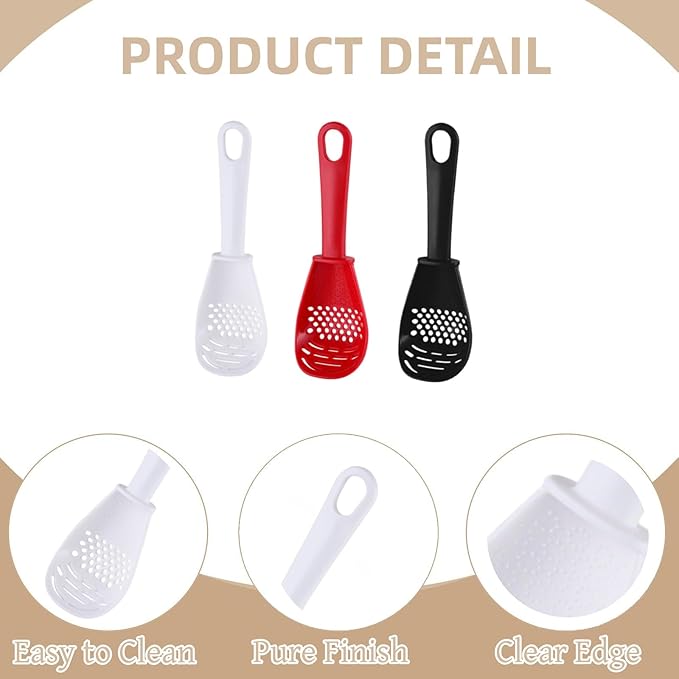 3 Piece Set Small Animal Litter Scoop Red White Black Plastic Mesh Scooper Hamster Cage Accessories Litter Sifter with Small Holes for Sand Bath
