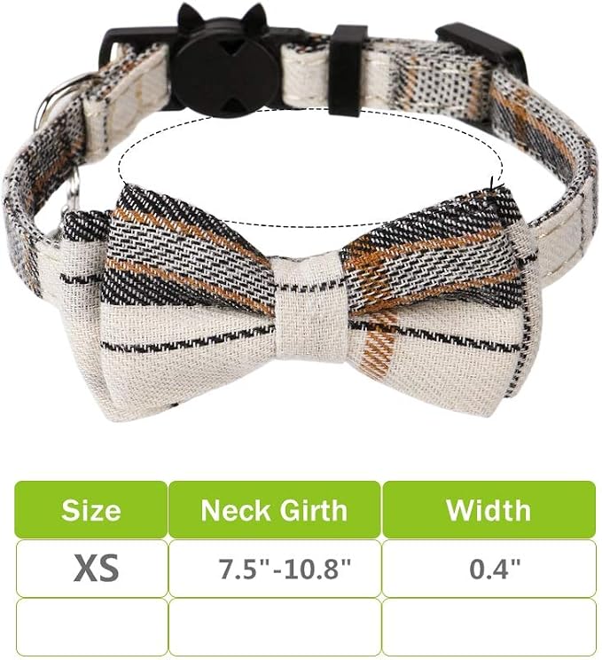 Faleela Breakaway Cat Collar with Bells - 2 Pack Cat Collar with Bells, Cat Collars with Bandana, Accessories for Pet Collars, Adjustable for Cats and Small Dogs (Beige+Brown)