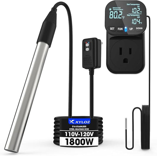 120V 1800W Immersion Electric Water Heater,Submersible Water Heater with Thermostat & GFCI . Suitable for Sinks, Bathtubs, Washbasins, Small Swimming Pools, Water Storage Tanks, Hot Tubs and Buckets