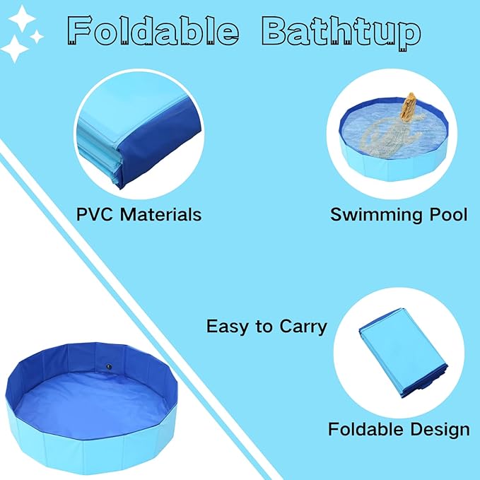 Bearded Dragons Foldable Bathtub with Soft Brush and Towel Set Reptile Accessories Swimming Pool Relax Cleaning Set for Small Pets Guniea Pig Turtle Hedgehog (11.8x3.93In)