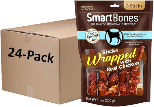 SmartBones Chicken-Wrapped Sticks For Dogs With Real Peanut Butter, Rawhide-Free 8 Count, (24 Pack)