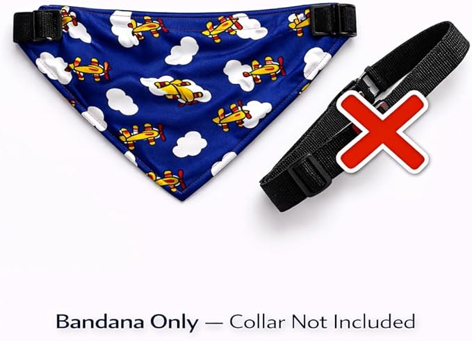 Luxury Satin Dog Bandana – Slip-On Collar Style, Premium Pet Scarf for Medium, Large & XL Dogs – Special Occasion Accessory (Collar Not Included) (Medium - Extra Large, Airplane (G) Luxe - Satin)
