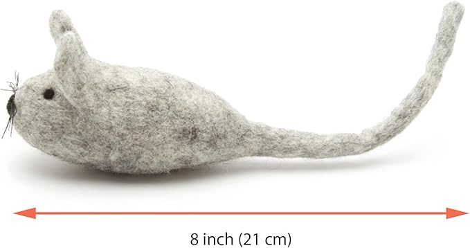 Glaciart One Felt Mouse Cat Toy – 3 Pcs | Soft Fuzzy Enrichment 100% Natural Wool - Interactive Catnip Play Cat Toy Set - Safe for Pets, Non-AZO Colored Dyes