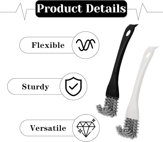 2 Pack Bird Cage Cleaner Brush Professional Bird Poop Remover Brush with Long Handle Shovel for Pet Cage Accessories(White, Black)