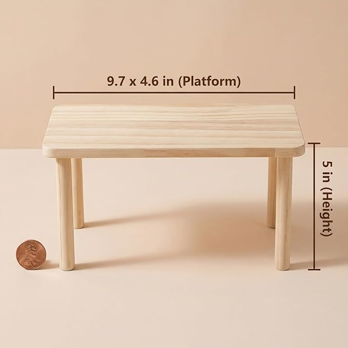 Hamster Platform Set, 2-Piece Wooden Modular Playground & Hide, Cage Accessories for Dwarf Syrian Hamsters, Gerbils, Mice, Degus (Rectangle+Rectangle)