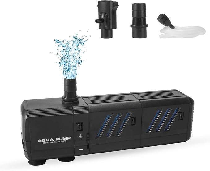Aquarium Filter, Insputer 8W Turtle Tank Filter with 2 Sponge Filtration, 200 GPH Adjustable Submersible Fish Filters for 10-50 Gallo Pond Freshwater