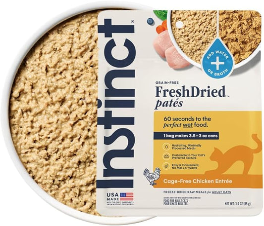 Instinct FreshDried Pates, Freeze Dried Cat Food, Grain Free - Cage-Free Chicken Entrée, 3 oz. Bag