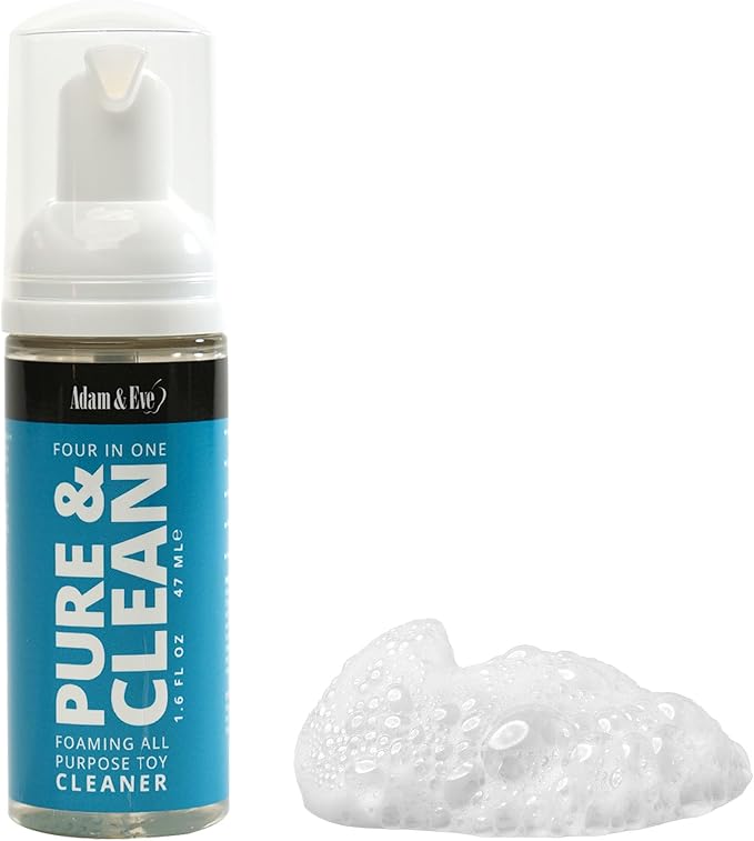 Adam & Eve Sex Toy Cleaner, 4 In 1 Pure And Clean Foaming Adult Toy Cleaner, Fast Acting Misting Spray For Adult Toys, Vibrators, Dildos, Tea Tree Oil Formula Perfect for Gifting, No Residue, 1.6 oz