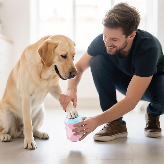 Pastel Rabbit Peach Reusable Dog Cleaner Washer and Massager Soft Silicone Bristles Feet Cleaning Kit for Dogs Cats para Perros