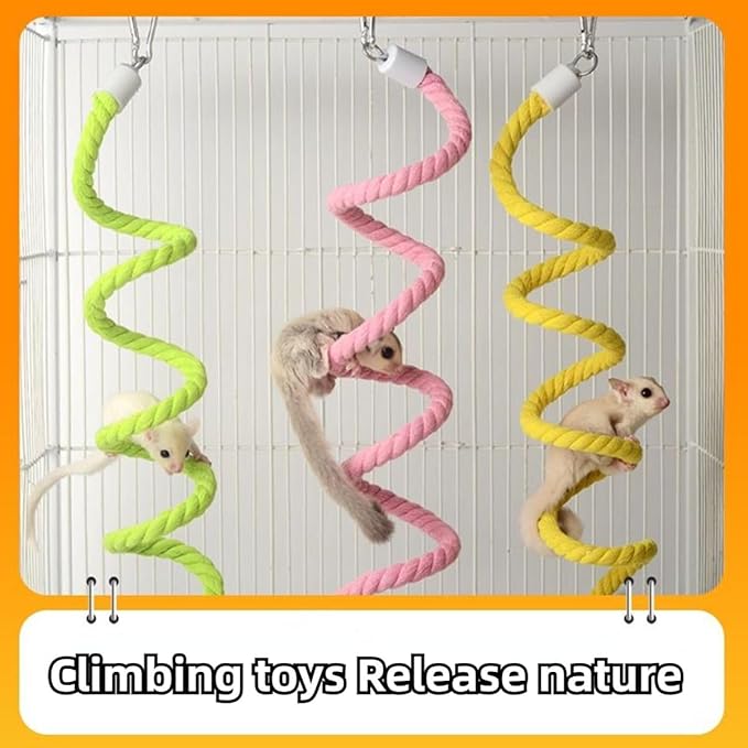 Sugar Glider Toys, Sugar Glider Climbing Ropes, Hanging Toys Cage Accessories, Enrichment Toys, Soft Touch Small Pet Swing Toys for Rats, Birds (Green)