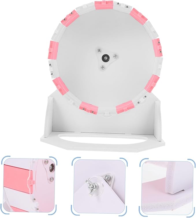 Garneck Hamster Running Wheel 10-inch Pink and White Silent Exercise Wheel for Small Animals Plaything for Mice and Hedgehogs
