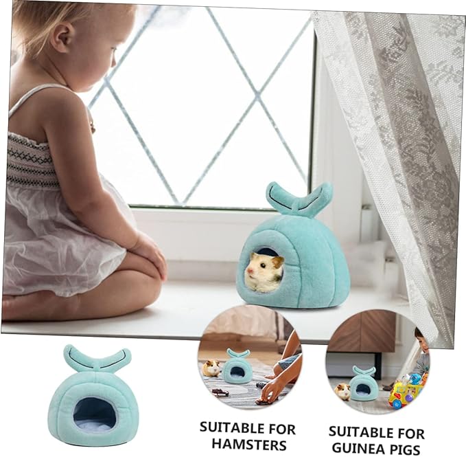 TOYANDONA Cartoon Whale Shape Warm Nest for Hamsters Guinea Pigs Pets Cozy Hideout Bed for Relief and Comfort Indoor Cave for Napping Playing