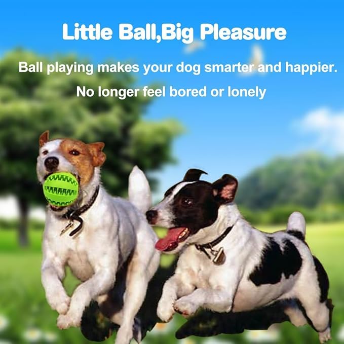 Idepet Dog Toy Ball, Nontoxic Bite Resistant Toy for Dogs & Cats, Dog Food Treat Feeder, Chew Tooth Cleaning Exercise Game & IQ Training Ball (2 Pack - Blue & Green, 1.95 inch)
