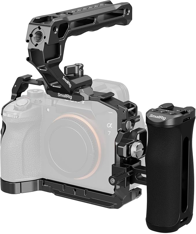 SmallRig A7 V / A7R V / A7 IV Cage Advanced Kit for Sony Alpha 7 V/Alpha 7R V/Alpha 7 IV, with Quick Release Plate for Arca, Includes Top Handle/Side Handle/Cable Clamp for HDMI