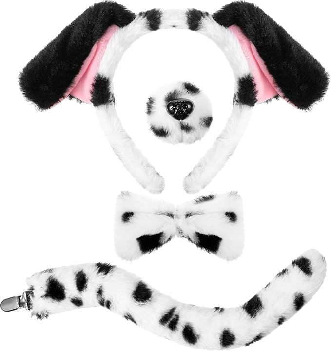 SATINIOR Puppy Dog Costume Set Ears Headband Nose Bow Tie Tail Animal Cosplay for Halloween