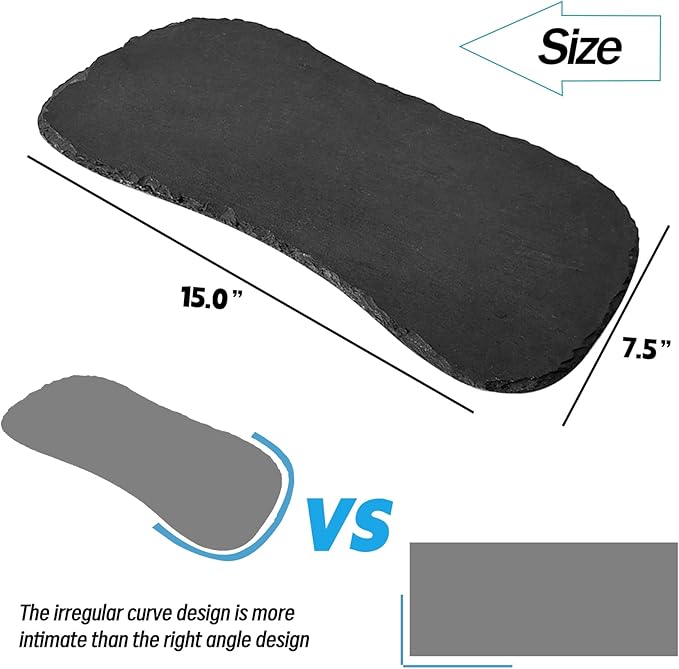 Reptile Basking Platform 15.0''x7.5'' Turtle Rock Plate Food Bowl Feeding Dish Tortoise Resting Bathing Slate for Lizard Gecko Bearded Dragon Chameleon Snake Frog