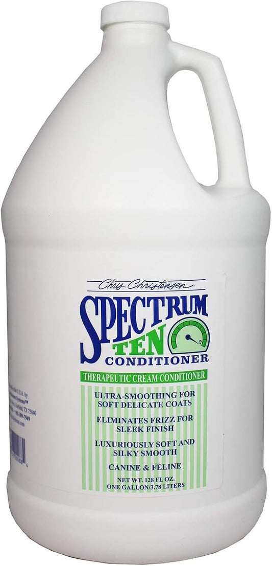 Chris Christensen Spectrum 10 (Ten) Ultra Concentrated Therapeutic Cream Dog Conditioner, Makes up to 16 Bottles, Moisturizes Smoothes Dry Frizzy Coats, All Coat Types, Made in USA, 1 gal