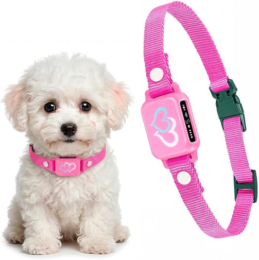 Bark Collar for Small Dogs 5-15 lbs with Magnetic Charging – No Shock, 3 Beep & Vibration Modes, 5 Sensitivity Levels - Humane Stop Anti-Barking Device - Dog Training Bark Collar (Candy Pink)