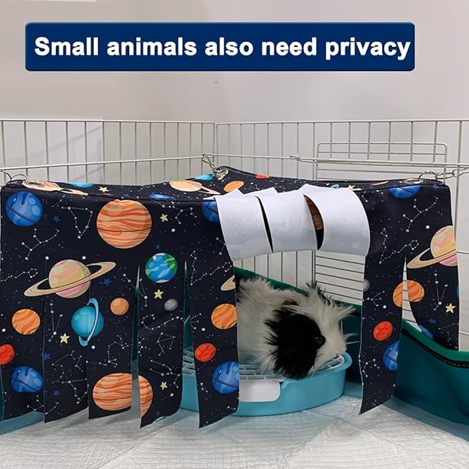Guinea Pig Hideout, Corner Fleece Forest Hideaway for Guinea Pigs, Ferrets, Chinchillas, Rats, Bunny & Other Small Animals Without Metal Fences(Black)