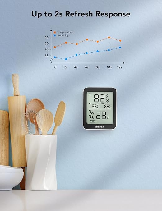 Govee Indoor Hygrometer Thermometer 3Pack H5075 with Bluetooth App Control | Room Temperature Humidity Meter, 164t Remote Monitor, Smart Alerts, 2 Years Data Storage Export, for Bedroom Wine Cellar