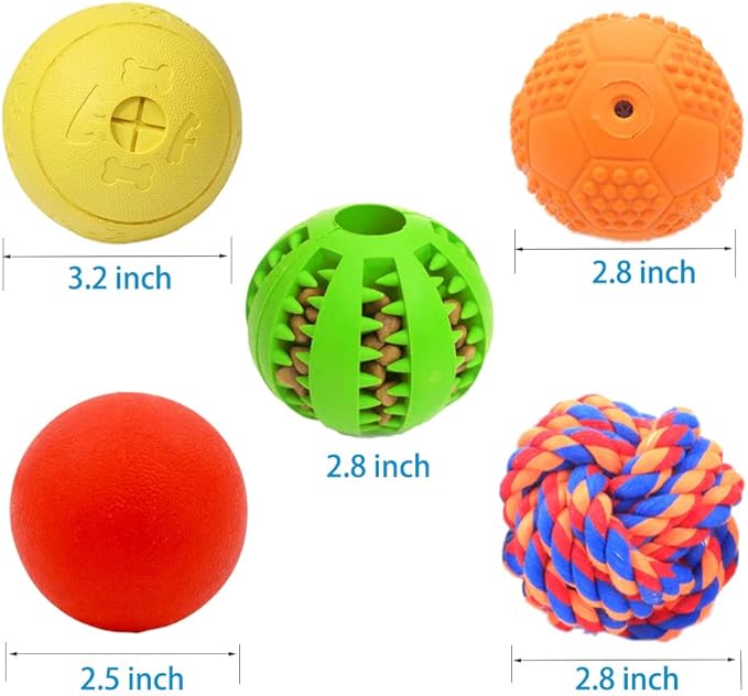 Volacopets 5 Different Functions Interactive Dog Toys, Puzzle Toys, Dog Balls for Medium Large Dogs, Dog Squeaky Balls, Food Treat Dispensing Toys