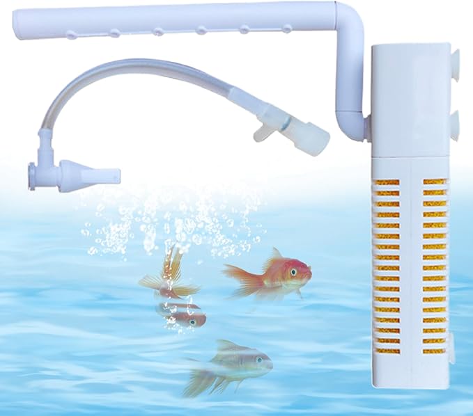 Aquarium Filter USB Charging Aquarium pumpss 3-in-1 Quiet Aquarium Filter pumps with Washable Filter Sponge Fish Tank Filter for Filtration, Oxygenation, Circulation, Fish Tank Filters