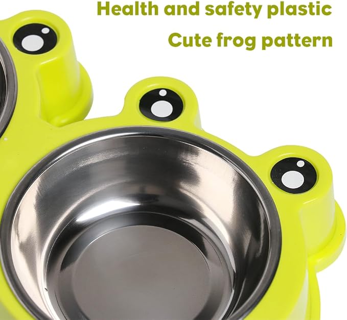 Double Dog Cat Bowls Premium Stainless Steel Pet Bowls with No-Slip Stainless Steel Cute Modeling Pet Food Water for Feeder Dogs Cats Rabbit and Pets