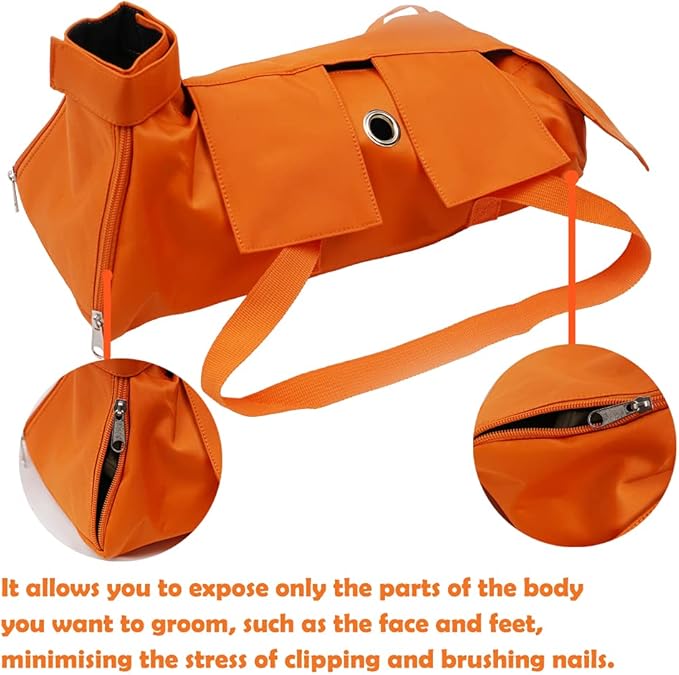 Cat’s Restraint Bag for Claw Care Nail Trimming Anti-Scratching Grooming Bag for Cats Medical Examination(Orange-s)