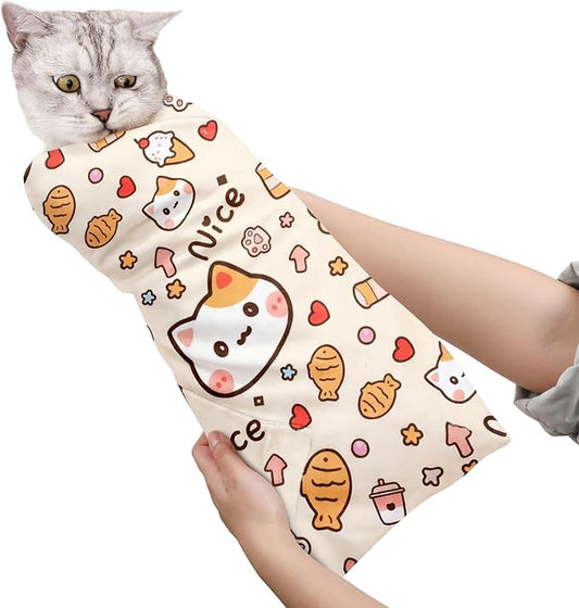 31.5 In Cat Grooming Wrap Self-Adhesive, Cat Wrap for Cutting Nails, Orange Anti-Escape Cat Restraint for Nail Clipping Cat Swaddle Wrap Cat Wrapping Cloth for Pet Cleaning and Beauty (Within 22lbs)