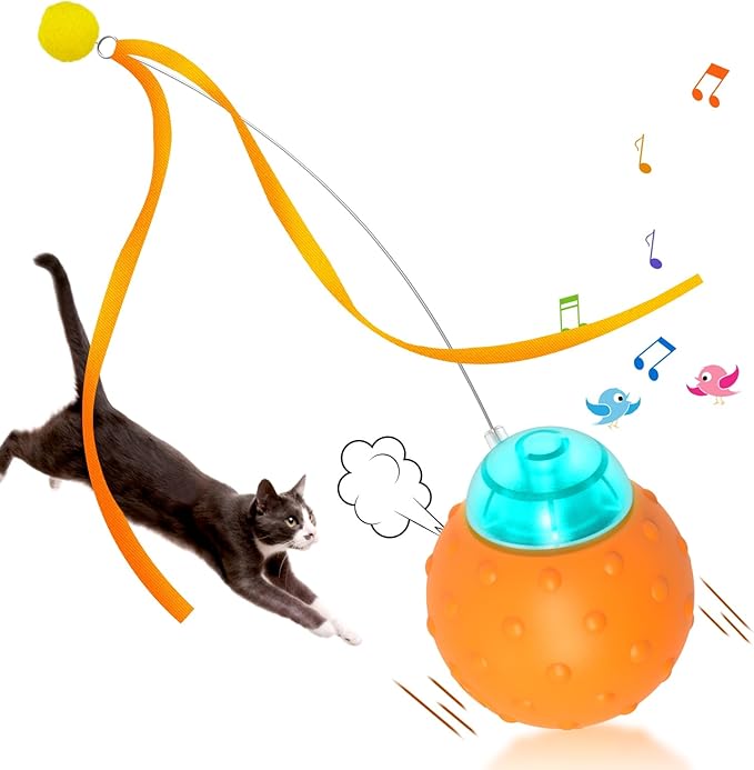 Muhhiba Interactive Cat Toys Balls, Automatic Moving Cat Toys for Indoor Cats, Self Rotating Ball with Motion Activated, Electric Cat Mouse Toys, USB Rechargeable