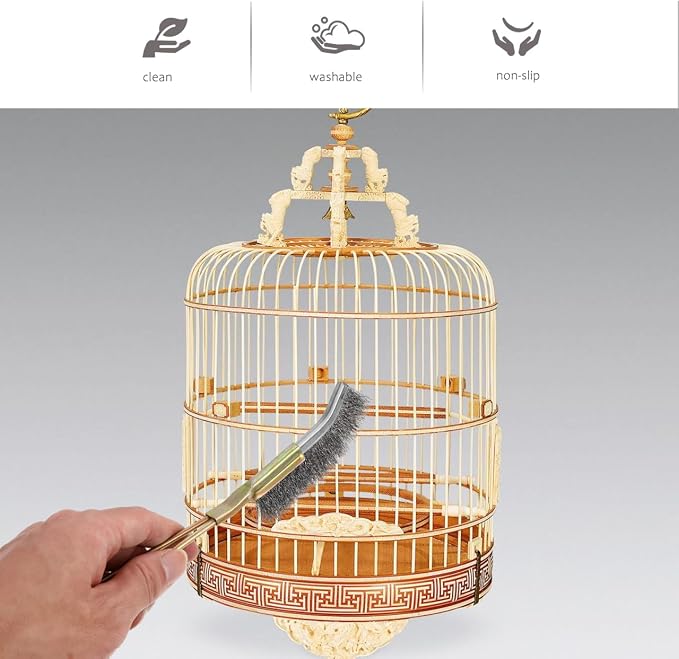 Angoily Bird Cage Cleaning Brush 2-Pack Long Handle Wire Bristle Cage Brush for Pet Supplies Easy Stubborn Stain Removal and Daily Grooming
