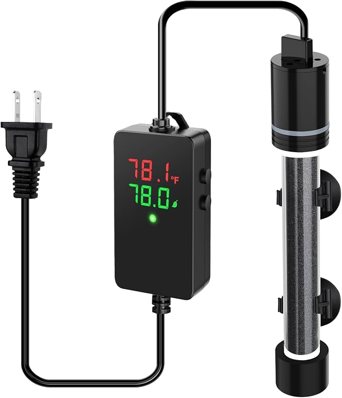 hygger 200W Aquarium Heater for 20–40 Gallon Tanks, ±0.5°C Precise Temperature Control, Dual Probe, External Controller, Overheat & Dry-Run Protection, for Freshwater & Saltwater