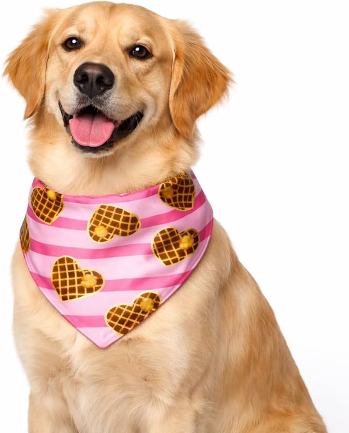Luxury Satin Dog Bandana – Slip-On Collar Style, Premium Pet Scarf for Medium, Large & XL Dogs – Special Occasion Accessory (Collar Not Included) (Medium - Extra Large, Waffle Heart)