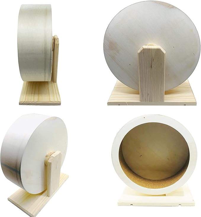Hamster Wooden Running Wheel, Wooden Small Pets Exercise Wheel, Running Spinner Wheel Play Toy for Rat Gerbil Mice Chinchillas Hedgehogs Guinea Pigs, S