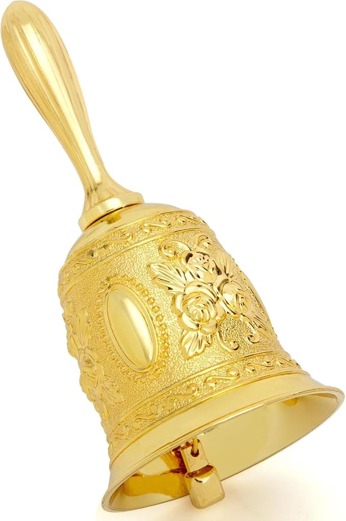 DomeStar Golden Hand Bell, Engraved Wedding, School, Christmas, Alarm and Bedridden Bell