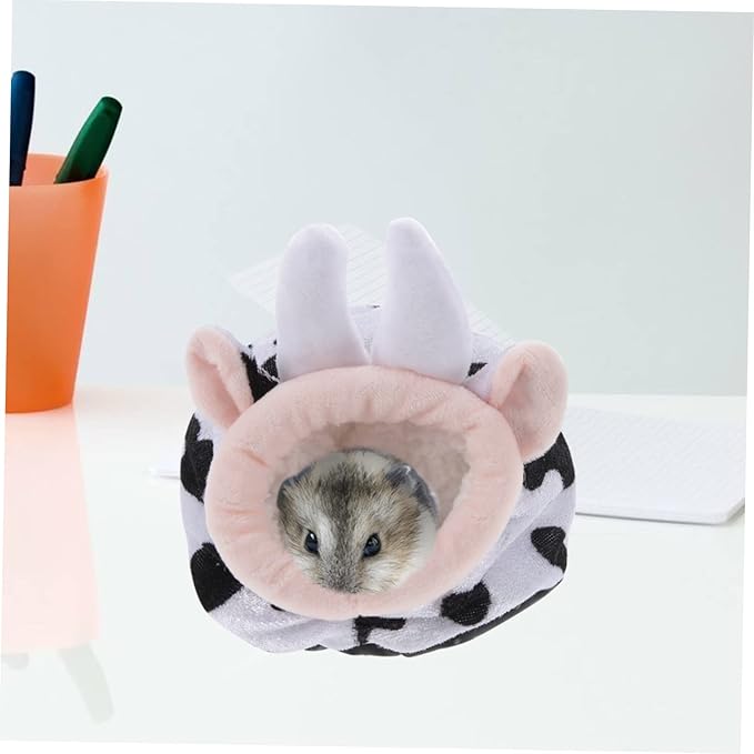 UKCOCO Plush Bunny Plush Cow Stuffed Hedgehog Guinea Pig Habitat Cow Hamster Hideout Rabbit Bed House Small Pet House Guinea Pig House Rat House Decor Warm Bed Cotton Nest Sleeping Nest