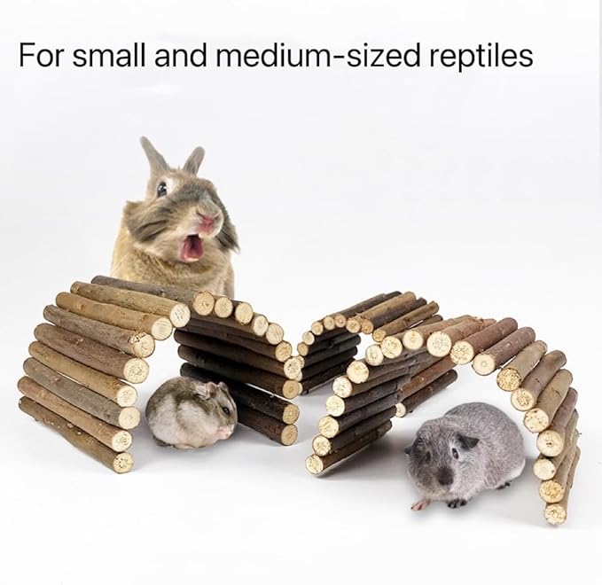 Hermit Crab Hideout, Hermit Crab Climbing Toys, Wooden Reptile Hideout, Climb Bridges for Lizard Chameleon Hamster Rats Chinchilla Guinea Pig Rabbit Bearded Dragon (4 x 8 inches)