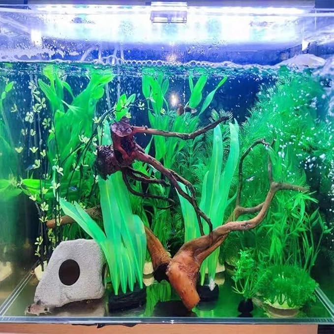 1Pcs Aquarium Decoration Green Plants Simulation Artificial Water Grass Fish Tank Decor Silicone Glowing Kelp Tall Aquarium Plant Ornament Accessories,Green,16.9in