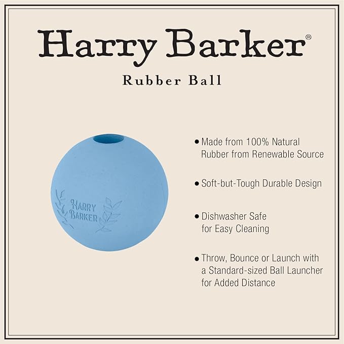 Harry Barker Natural Rubber Dog Fetch Balls, Durable High-Bounce Interactive Toy with Safety Air Vent, Treat-Stuffable Rubber Balls for Dogs, 2.5 Inch, 6-Pack