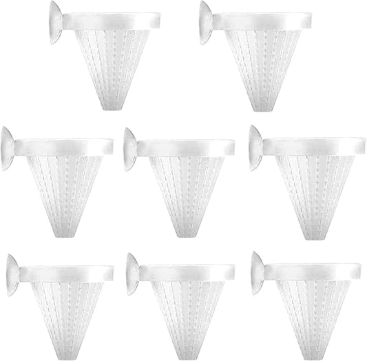 alfyng 8pcs Aquarium Red Worm Cone Feeder, Bloodworm Cone Feeder, Shrimp Fish Food Feeding Plastic Cup with Suckers for Fish Tank (2.64 x 2.64 inch)