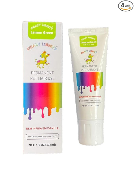 Crazy Liberty Permanent Pet Hair Dye for Dogs and Horses (Lemon Green) – Professional Grooming Color Gel, for Creative Groomers, 4 Fl Oz