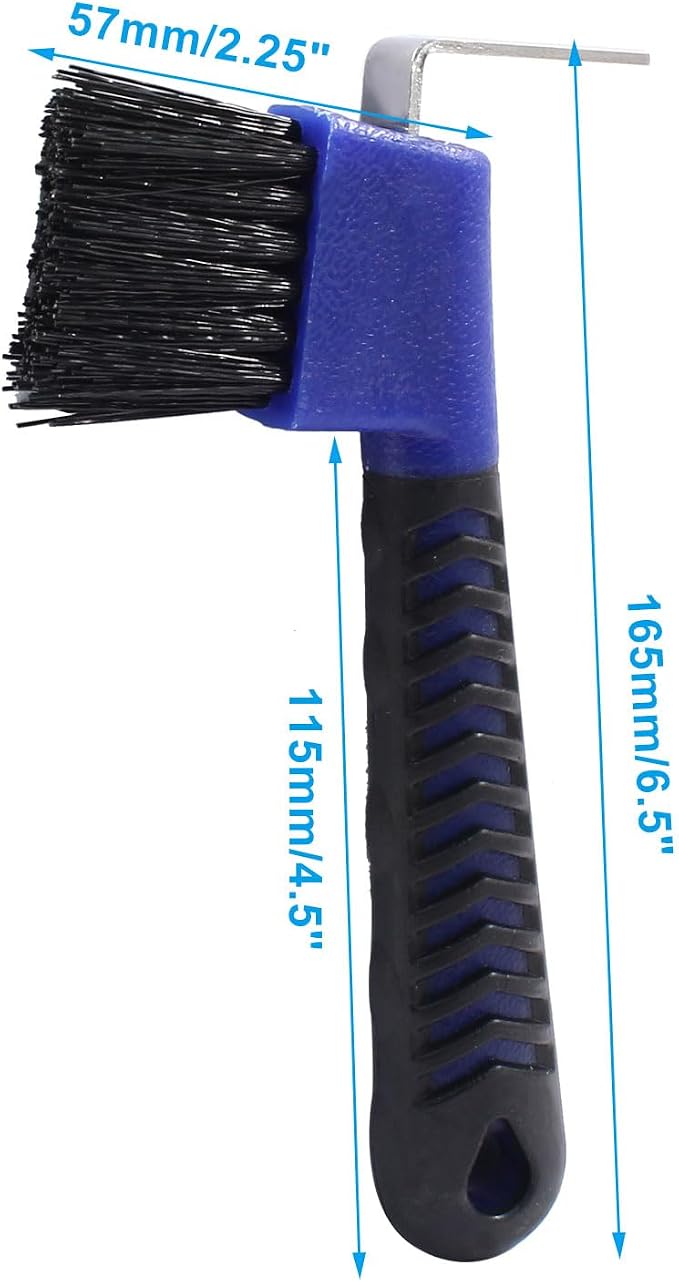 4 Pcs Horse Hoof Pick Brush with Soft Touch Rubber Handle Portable Hoofpick, Blue & Orange