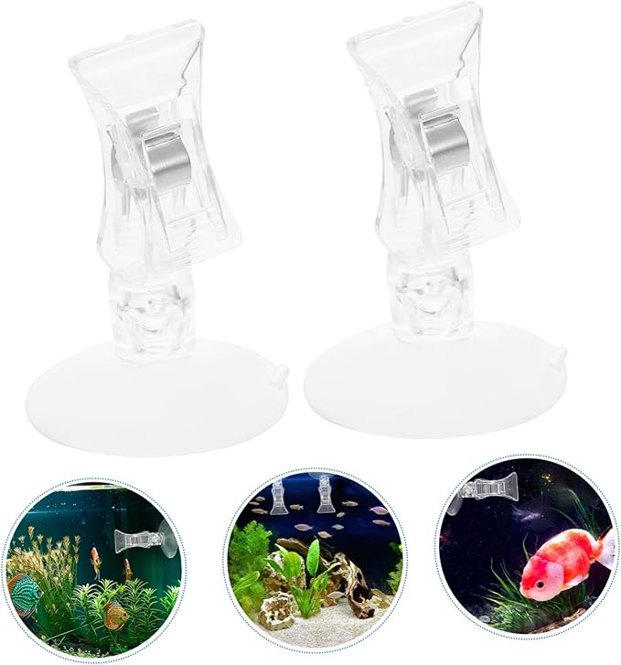 STOBOK 2Pcs Suction Cup Clips, Fish Seaweed Clip Plant Suction Cup Aquarium Suction Cup Clip Feeding Tool for Aquarium Fish Tank Accessories